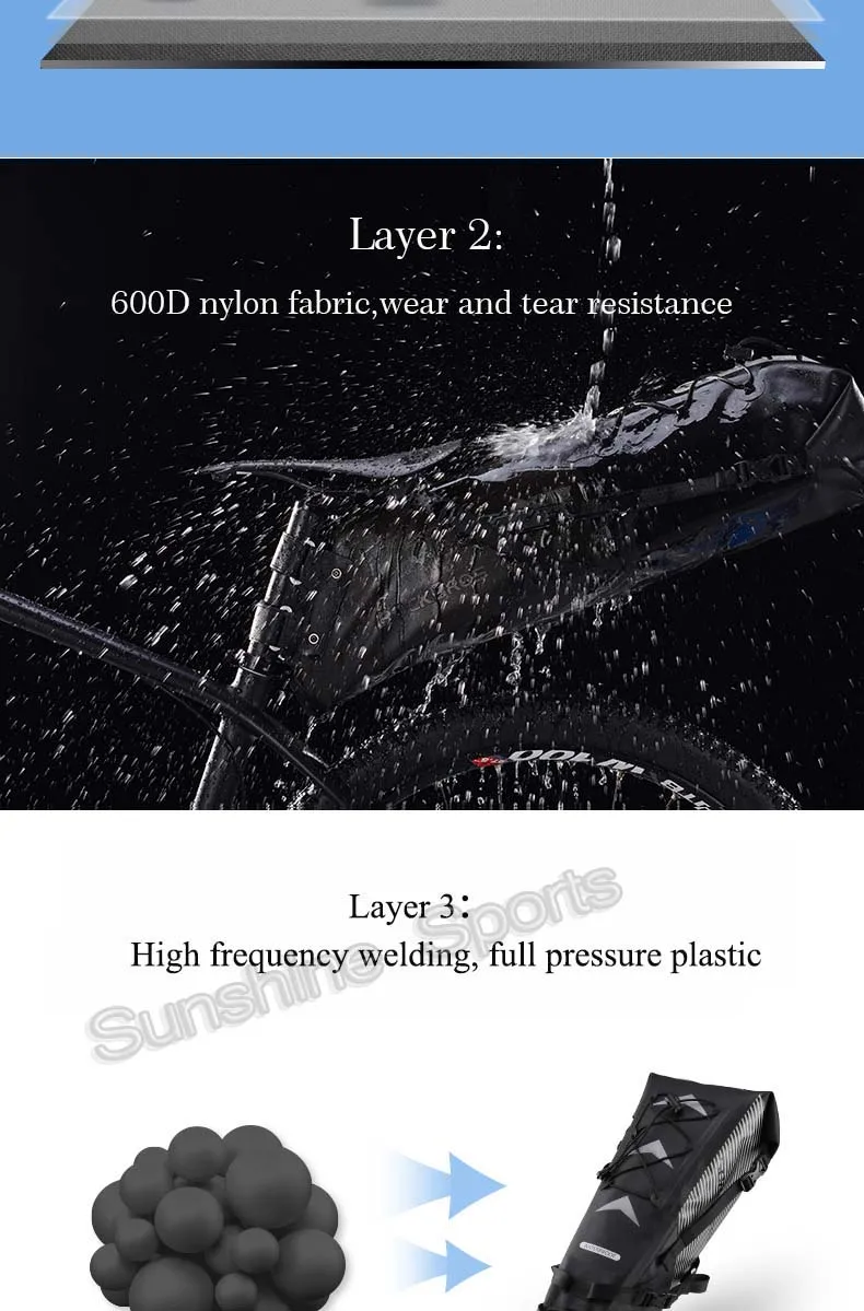 Rockbros 10L/14L дорожная сумка для горного велосипеда, водонепроницаемая велосипедная Дорожная сумка на заднее сиденье, велосипедная сумка на седло, сумка для велосипеда, Аксессуары для велосипеда