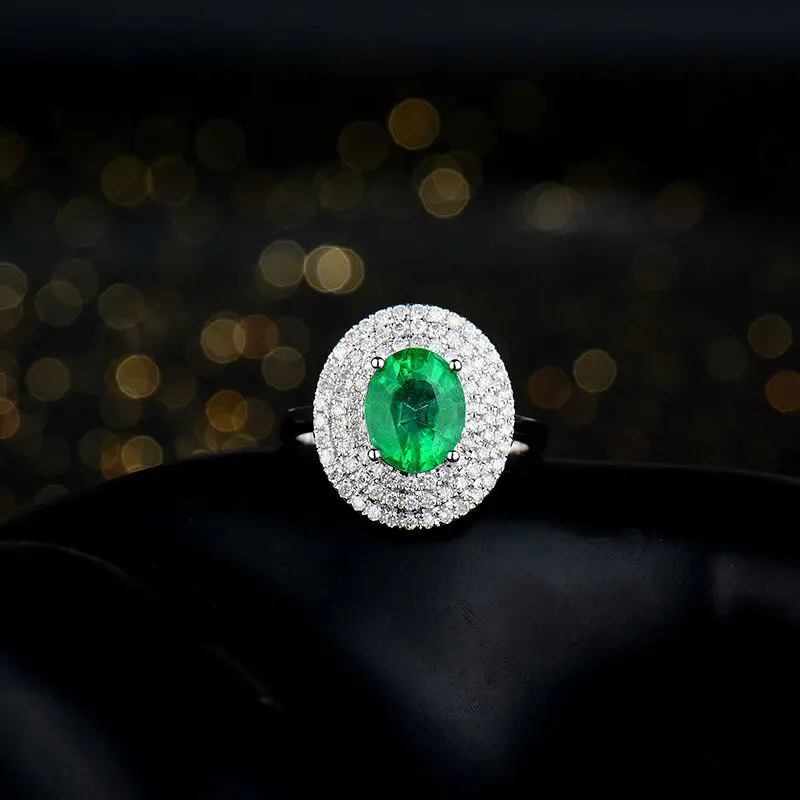 LANMI 2.2ct Natural Emerald Diamonds Wedding Women Rings Solid 18kt White Gold Zambia Ring Gemstone Jewelry | Украшения и