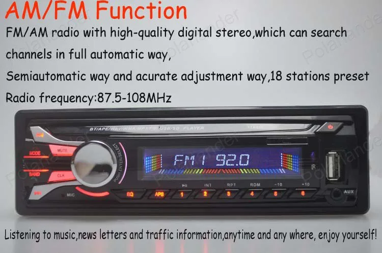 Авто Радио Стерео Mp3 радио плеер Audio in 1 din Bluetooth USB Порты и разъёмы SD/MMC радио-Кассетный проигрыватель съемная передняя Панель