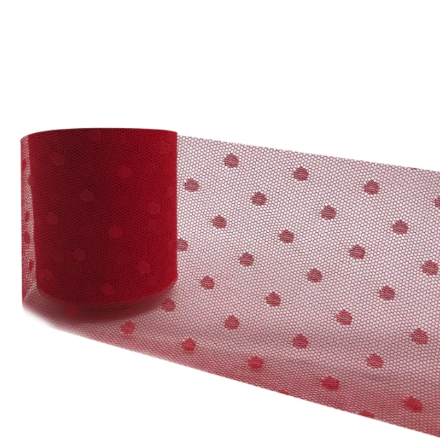 7.5cm Dot Red Тюль в горошек, рулон 7,5 см, 15 см, 10 ярдов, органза, ткань для юбки-пачки, вечерние принадлежности для детского душа, сделай сам, банты для волос, материалы ручной работы, аксессуары - Цвет: 7.5cm Dot Red