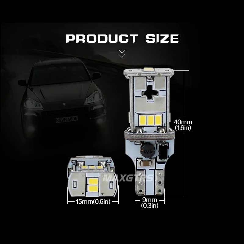 MAXGTRS 2x921 912 T15 W16W светодиодный светильник CANBUS без ошибок для автомобиля, задний фонарь, белый янтарь, теплый белый 4300K