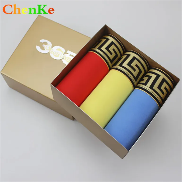 three pcs 006 no box ChenKe,, мужские хлопковые боксеры, шорты для мужчин, расширяющийся золотой пояс, хитовое нижнее белье, Брендовые мужские боксеры, мужские трусы, 7 цветов - Цвет: three pcs 006 no box