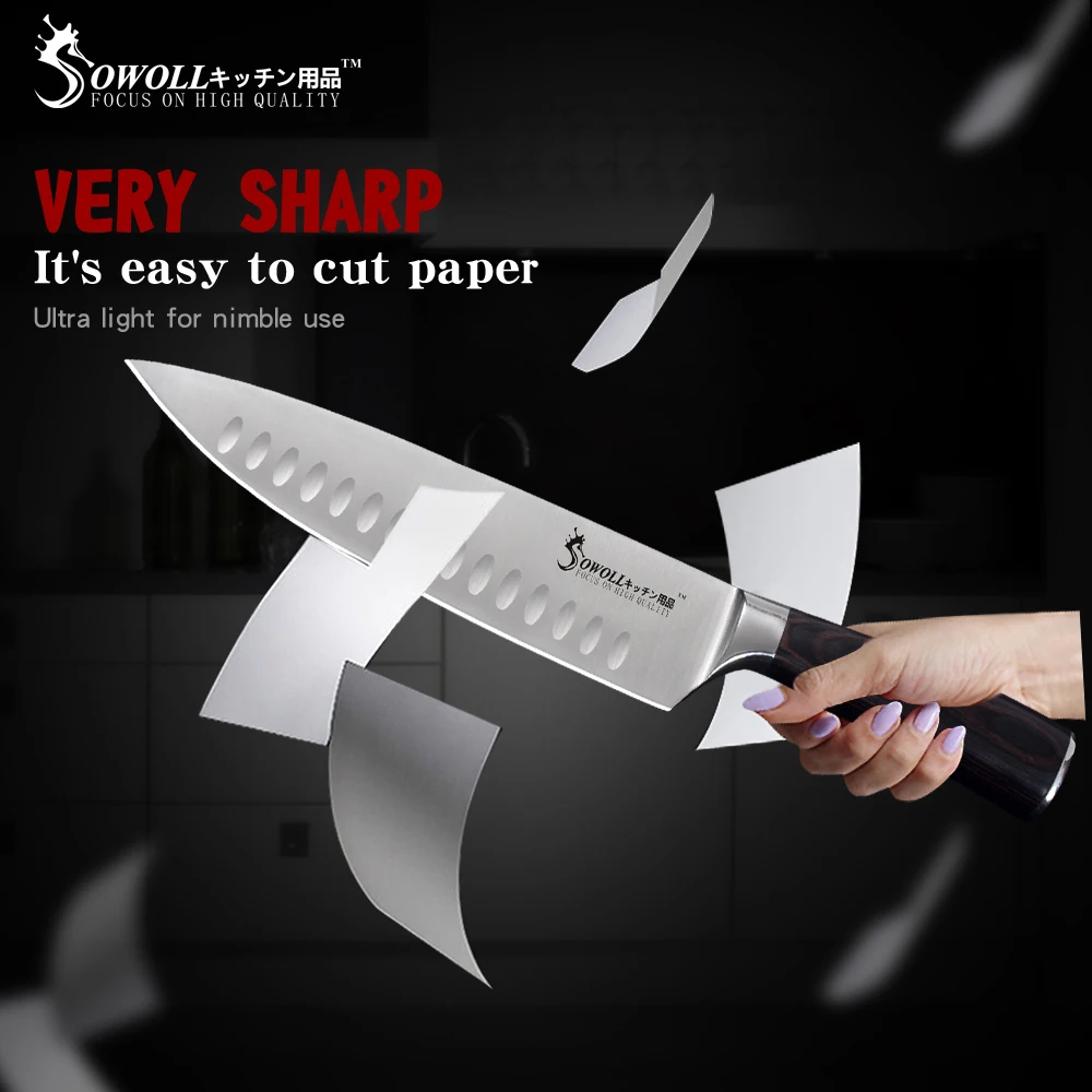 Sowoll Stainless Steel Chef Knife 8'' Good Toughness Sharp Blade Non-slip Handle Kitchen Gadgets Cooking Tools Accessory | Дом и сад