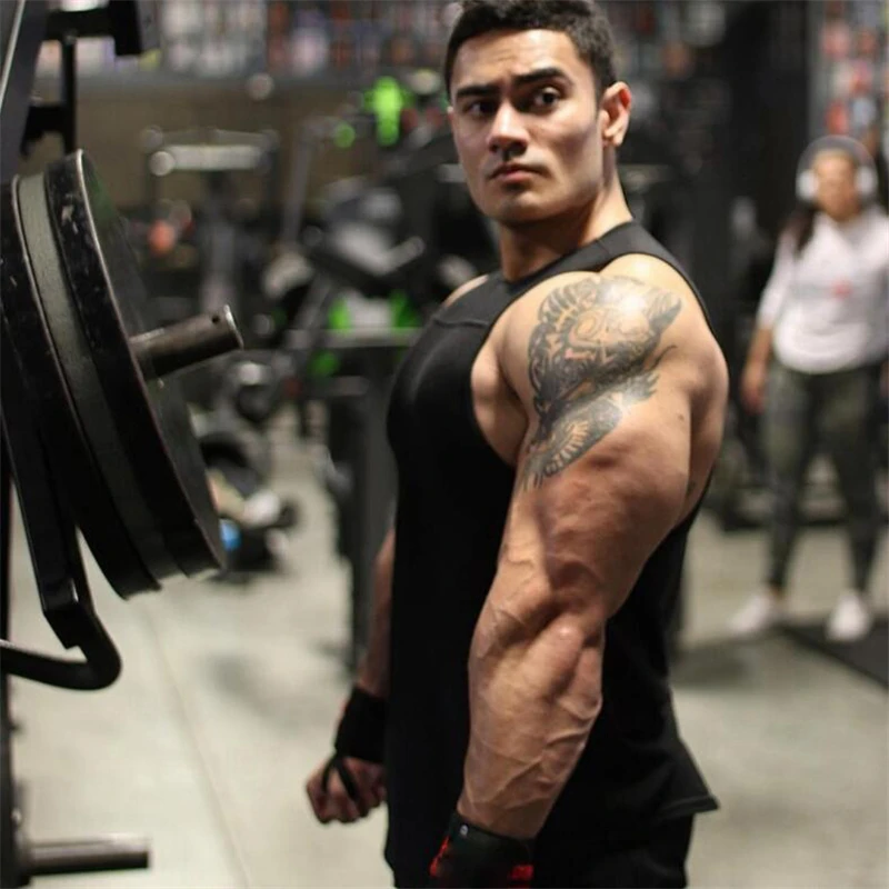 Muscleguys бренд Костюмы майка для тренажерного зала для бодибилдинга майка Для мужчин Фитнес Облегающая рубашка без рукавов жилет однотонный топ без рукавов