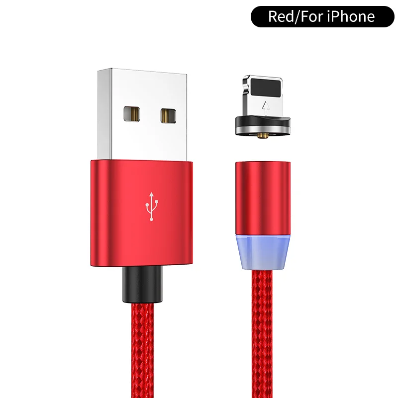 Red for iPhone YKZ Магнитный USB кабель для huawei samsung type C type-C зарядный USB C Магнитный кабель Micro USB шнур для мобильного телефона для iPhone - Цвет: Red for iPhone