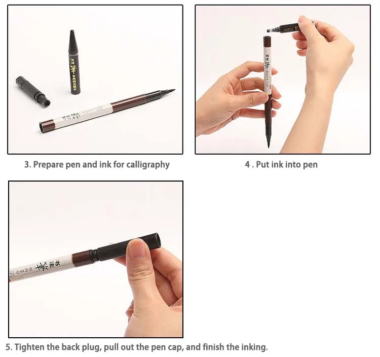 2 шт ручка для каллиграфического письма кисть для живописи pen soft brush добавить чернила практика кисть копирования Подпись nomination Ручка красоты Ручка
