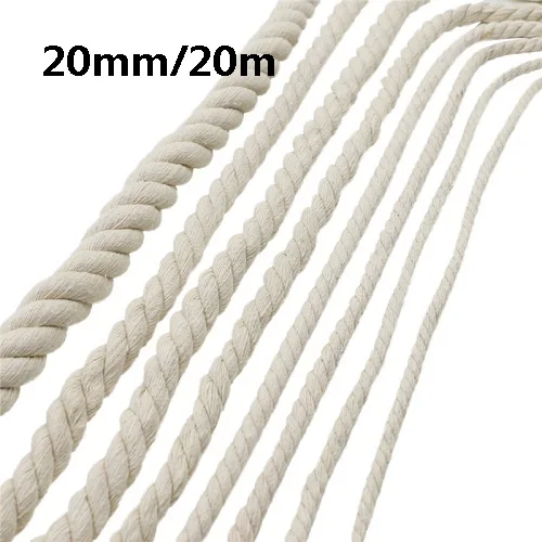 20mm20m Ручной работы DIY Off-белый Хлопковый Канат Вязание плетеная декоративная пряжа багажная занавеска С Кулиской завязанная веревка - Цвет: 20mm20m