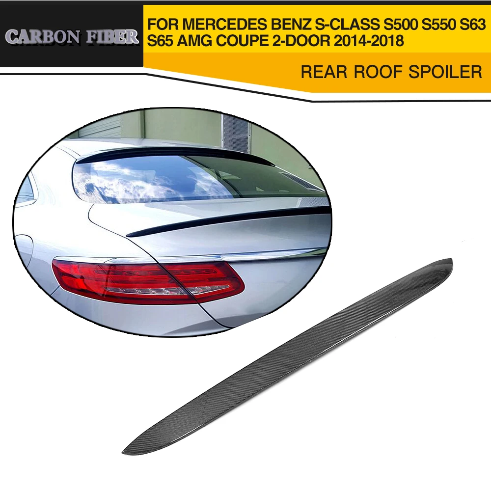 

Carbon Fiber Rear Trunk Roof Spoiler Lip Wing For Mercedes-Benz S Class S500 S550 S63 S65 AMG Coupe 2D 14-18 FRP Black