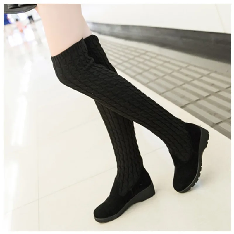 Free Shipping 2019 Spring Women's High Boots Women Stretch Fabric 2018 Sexy Slip on Woman Flat Shoes | Обувь