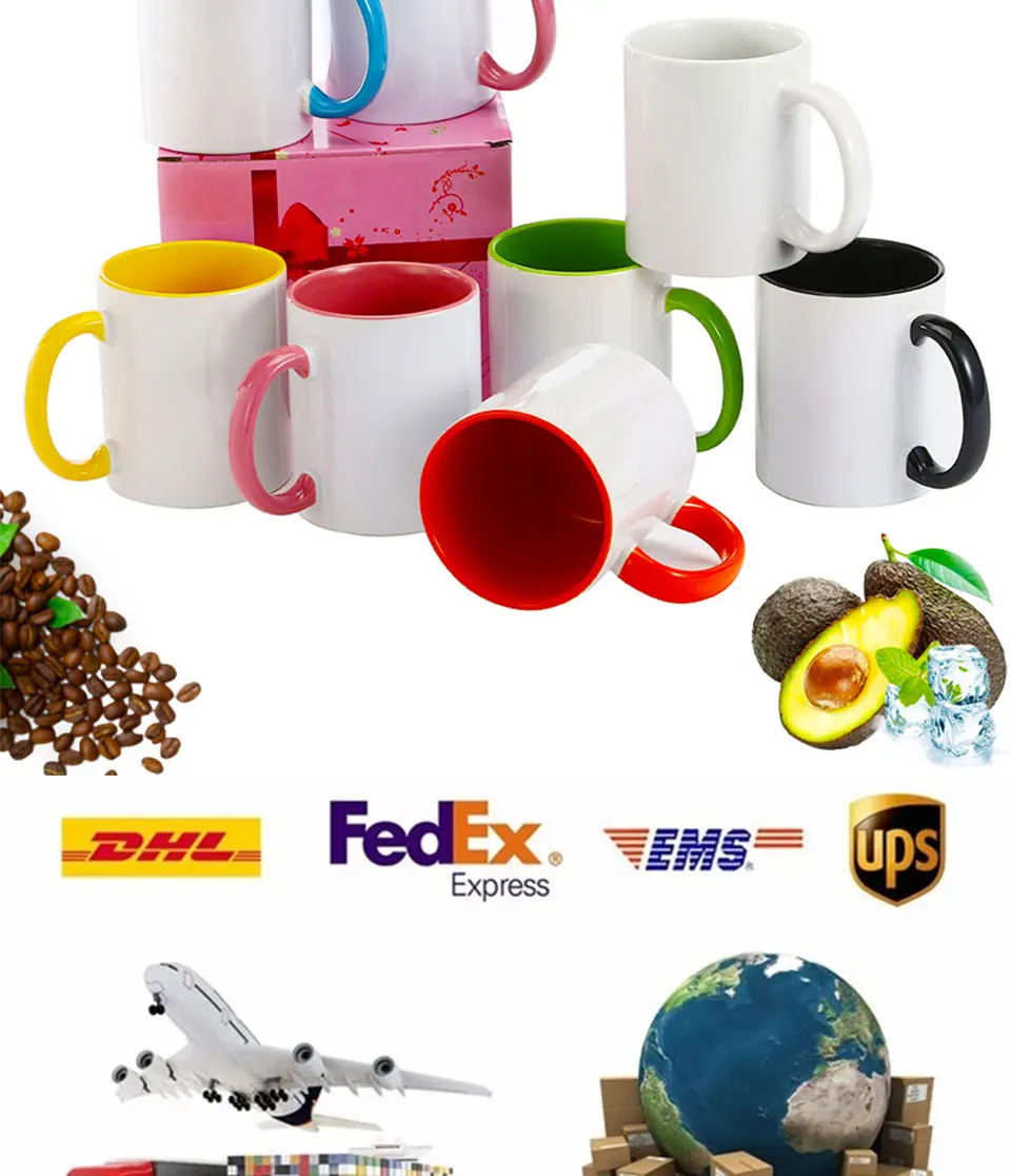 LIQU Personalized DIY photo coffee mug Multi color handle Milk Tea Cups with Custom Picture LOGO Text printing