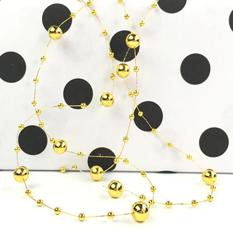2 м/шт DIY Сердце Звезда круглые бусины Висячие Happy Xmas Рождественская вечеринка Декор дерево украшения - Цвет: PearlGold