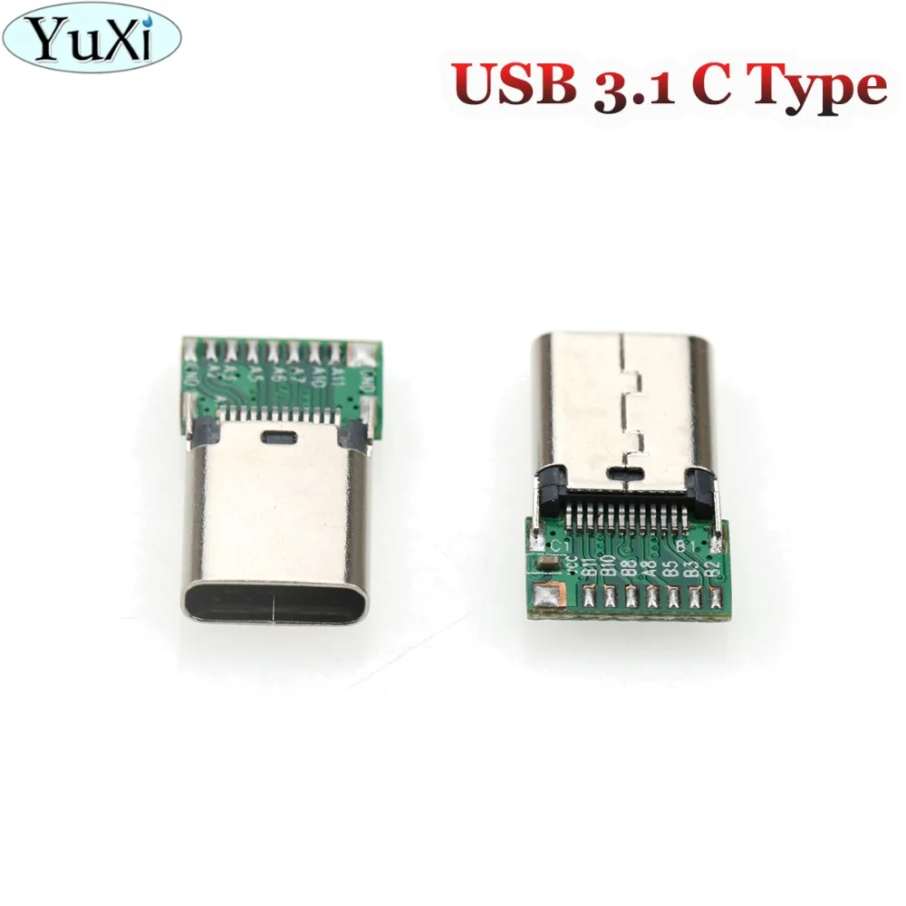Юйси 1 шт. Micro USB 3,1 C Тип гнездовой разъем 24Pin с печатной платой тест мужской разъем для передачи данных