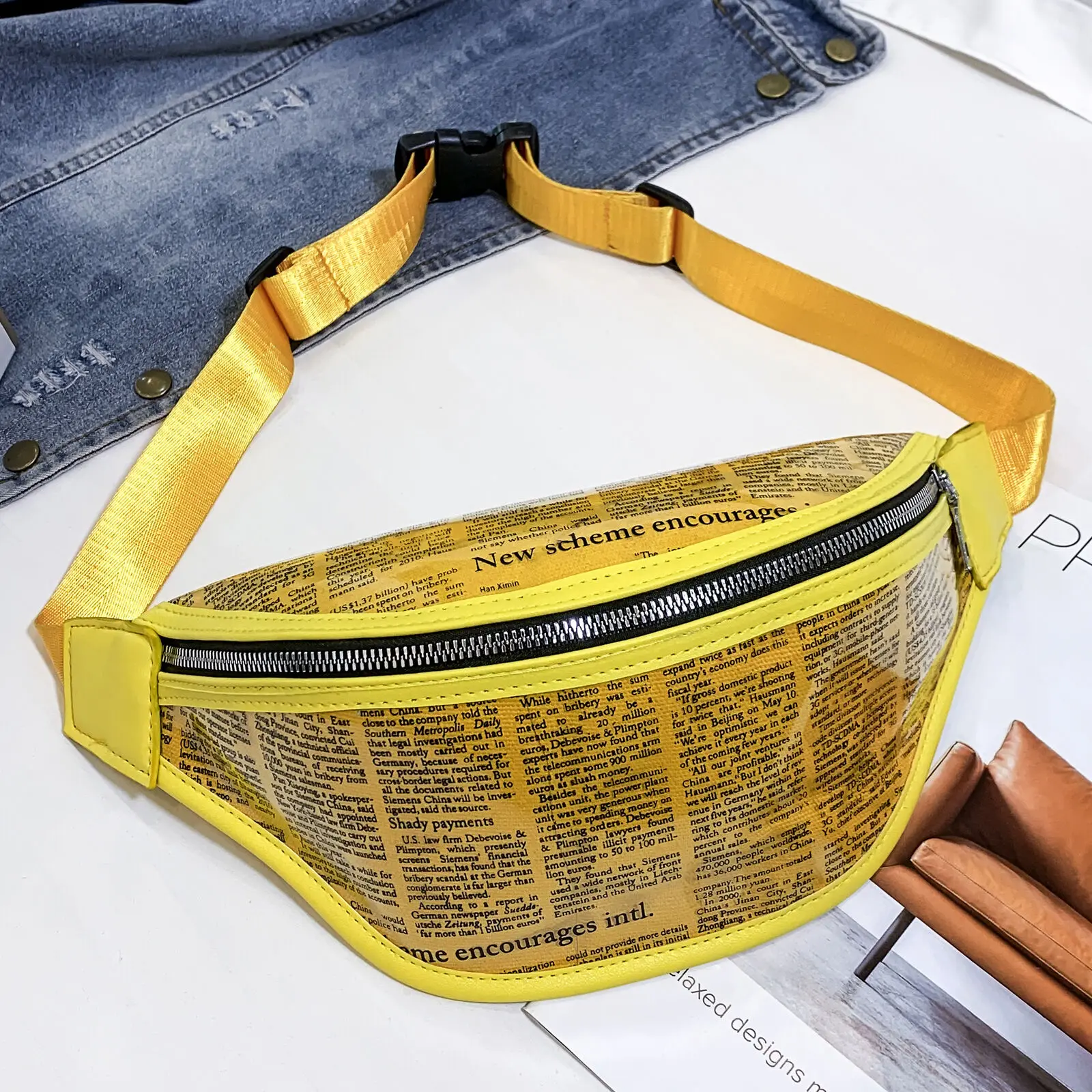 Модные женские маленькая поясная сумка Fanny Pack ПВХ сумка кошелек на пояс, Дамский кошелек, чехол для телефона чехол сумка для путешествий белый черный розовый красный зеленый - Цвет: Цвет: желтый