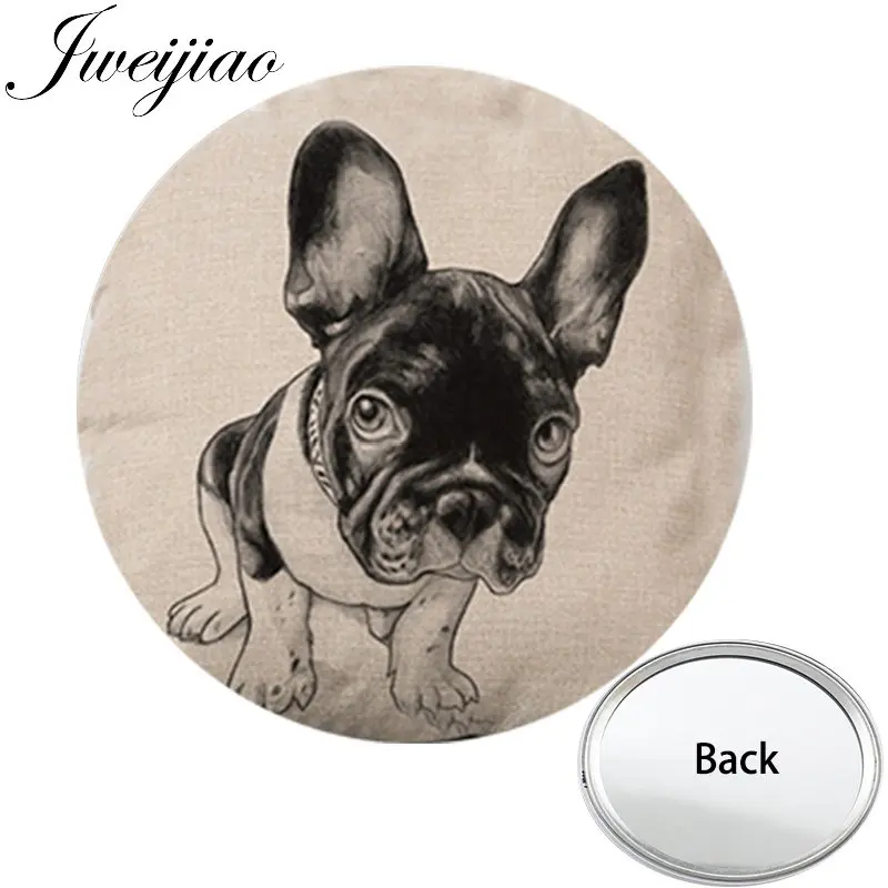 JWEIJIAO Love Pet Мопсы с одной стороны плоские мини Карманное зеркальце компактное портативное косметическое зеркало ручной дорожный кошелек - Цвет: A113