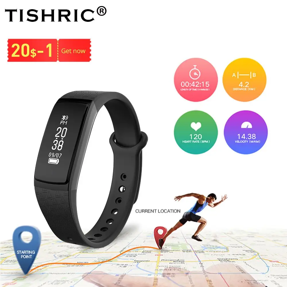Умные часы TISHRIC B13 для мужчин и женщин спортивные GPS шагомер IP67 водонепроницаемые