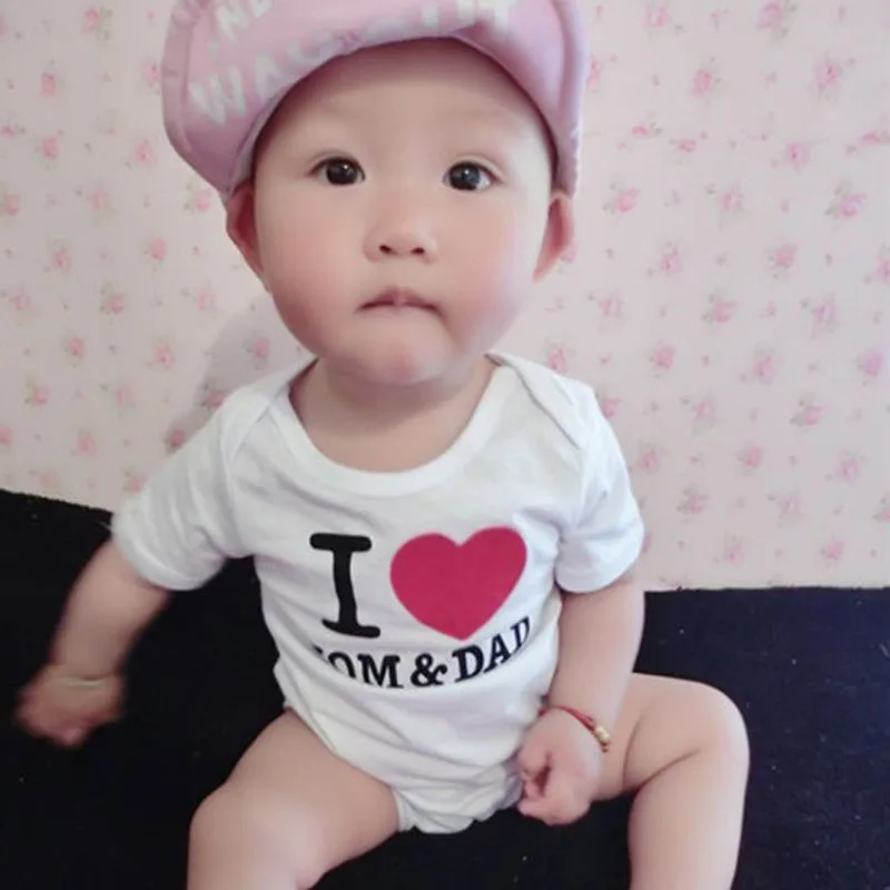 Детский хлопковый комбинезон с принтом I LOVE MOM & DAD|costume for baby|born baby clothesclothes bebe |