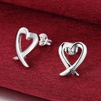 doteffil 925 sterling silver hollow heart stud earrings for woman wedding engagement fashion party charm jewelry