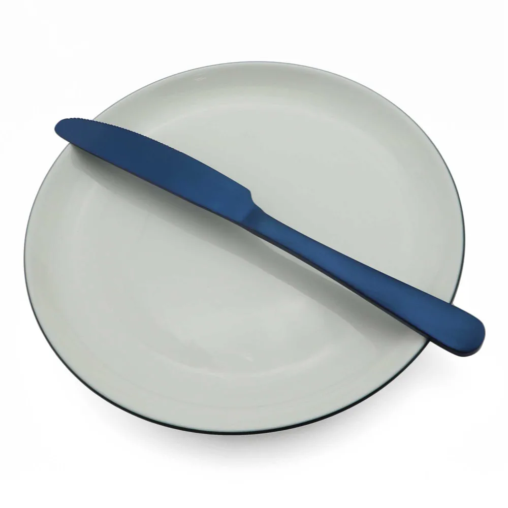Dinner knife Элегантные Синие столовые приборы набор посуды десерт креативный столовый набор вилки для фруктов торт из нержавеющей стали стейк нож набор посуды - Цвет: Dinner knife