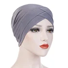 Шапка-тюрбан мусульманский женский хиджаб Женская, однотонный теплый эластичный бандана для химиотерапии головной убор