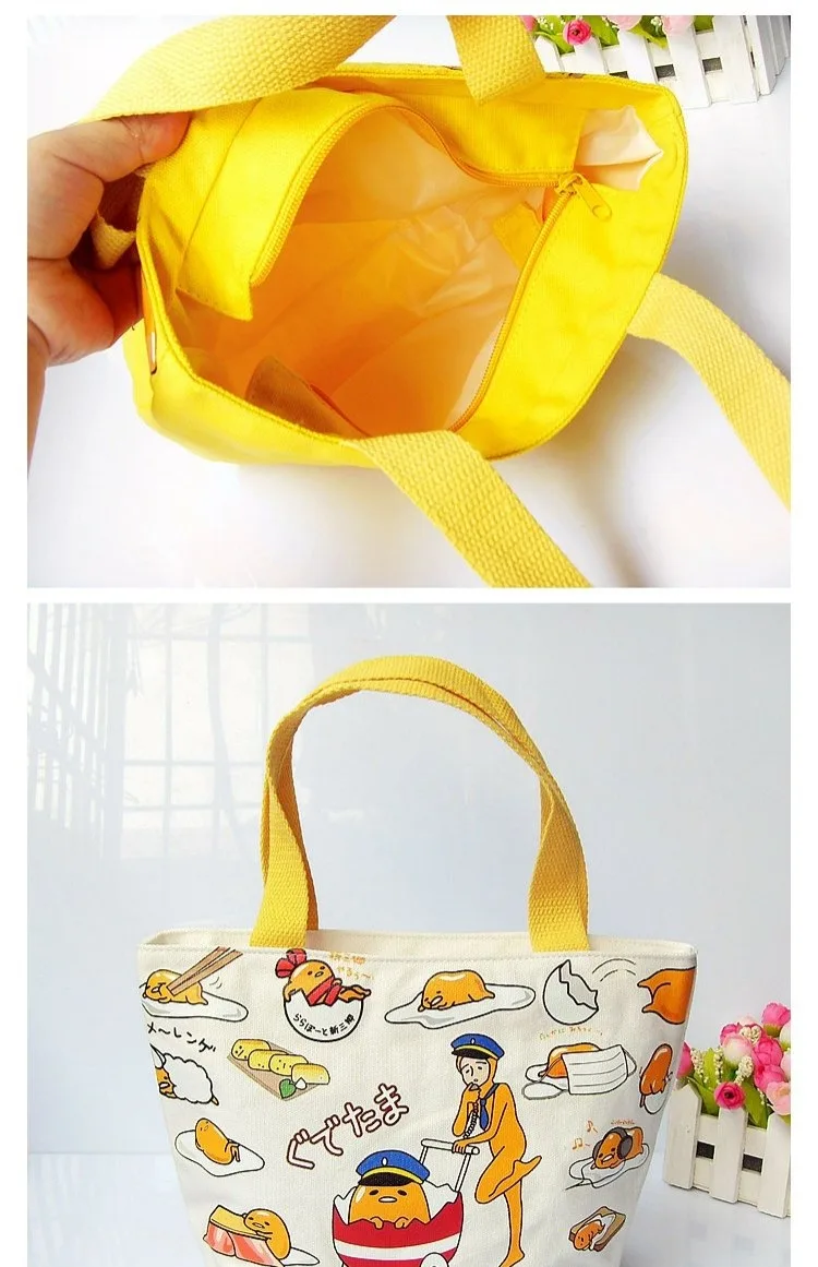 IVYYE 1 шт. Kawaii gudetama Модные Портативные холщовые сумки для обедов, мультяшная сумка для пикника, коробка для еды, сумка для хранения для женщин, девочек, детей