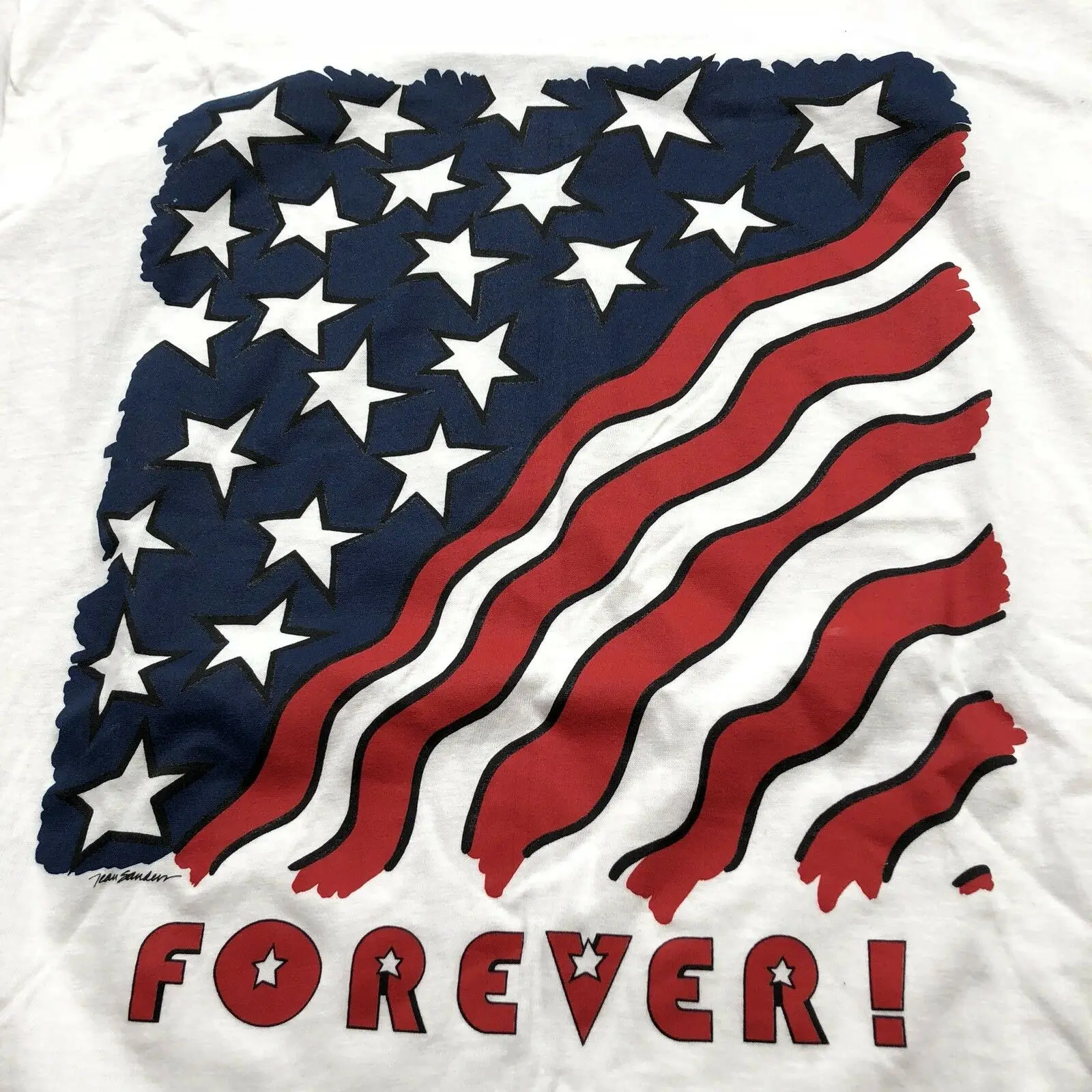 Футболка с американским флагом VTG 90 s XXL Сделано в США одной строчкой со звездами