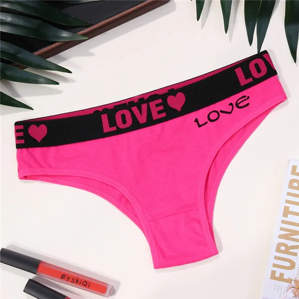Rose Red VDOGRIR, сексуальные женские трусы, нижнее белье с надписью LOVE, трусики, стринги, бесшовное женское нижнее белье с низкой талией, женские трусики, нижнее белье, Танга - Цвет: Rose Red