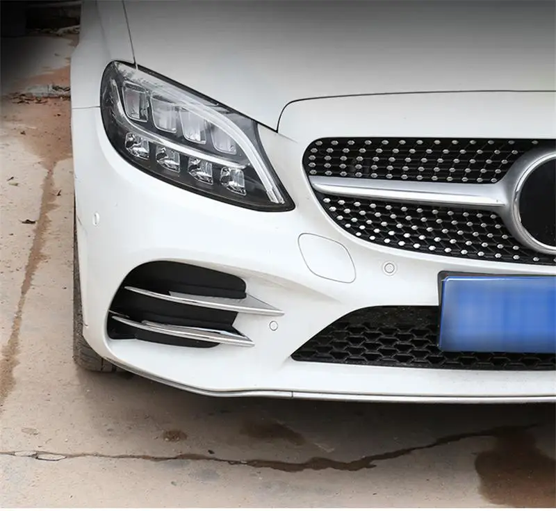Автомобильный Стайлинг для Mercedes Benz C Class W205 C180 C260 передняя противотуманная фара решетка рейки авто фары крышка наклейки отделка авто аксессуары