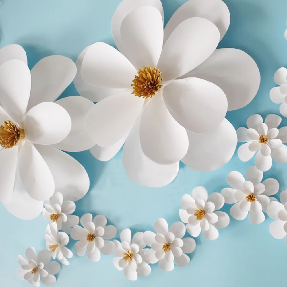 19 шт Набор Белый цвет гигантские бумажные цветы вечеринка Свадьба Декор для фото