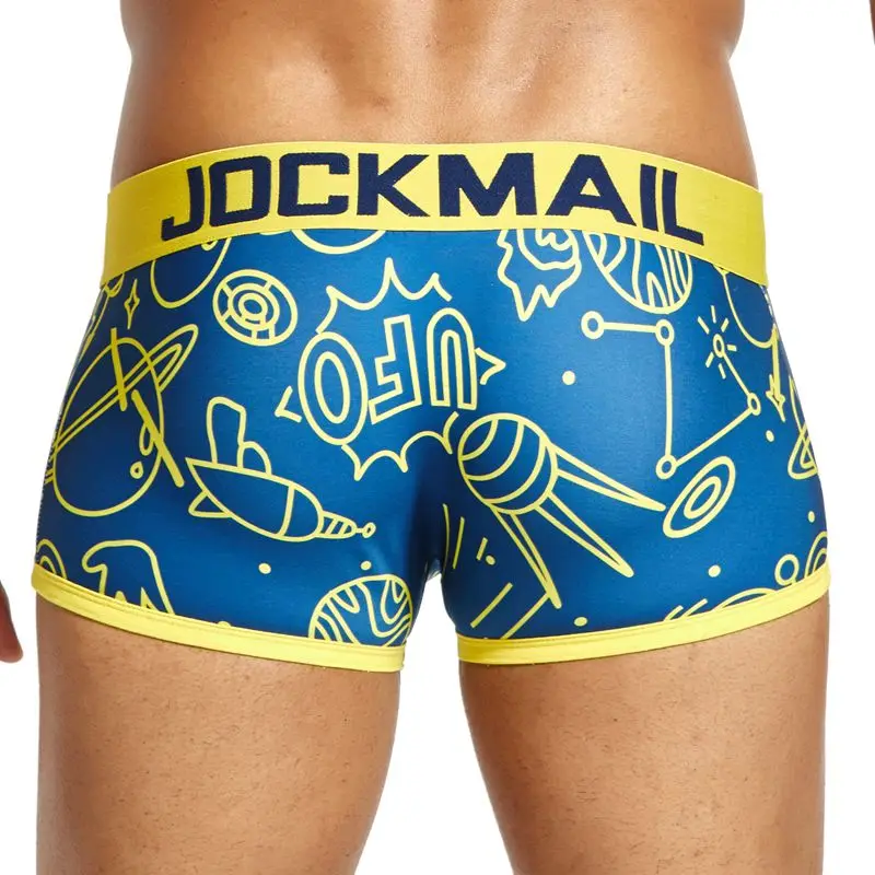 JOCKMAIL, сексуальное мужское нижнее белье, боксеры, игривое, с принтом, для геев, нижнее белье, низкая талия, дышащий, лед, шелк, мультяшный принт, мужские трусы-боксеры - Цвет: 18