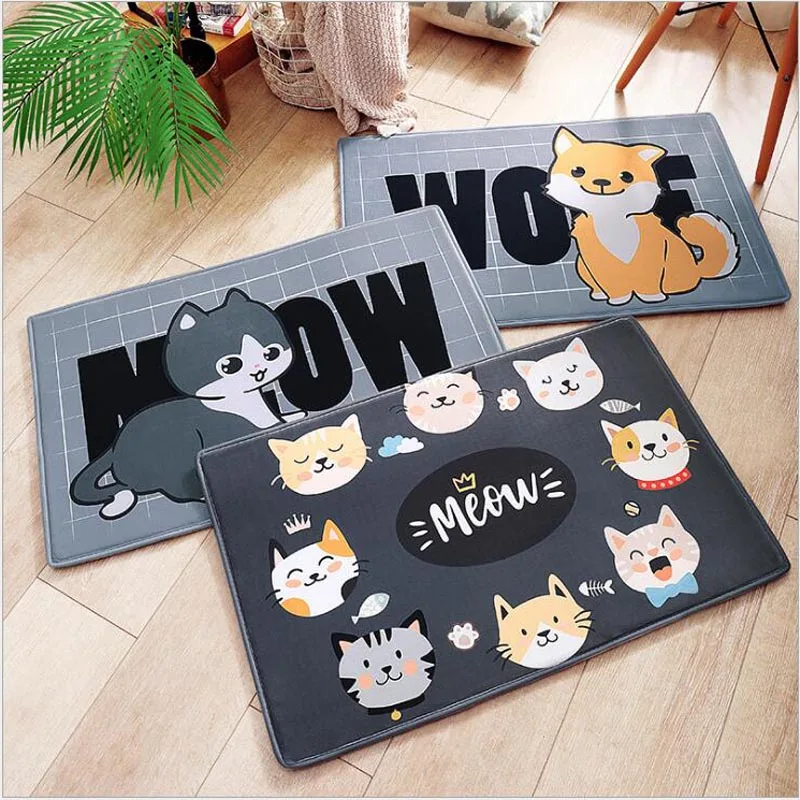 Cartoon Soft Floor Mat Meow Kitty Dog Design Finished Carpet Hallway Kitchen Bathroom Mats | Дом и сад