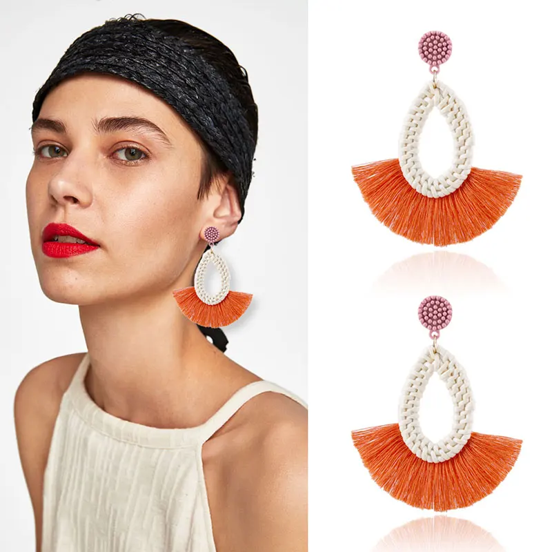 2018 новый ручной деревянные соломы круглые серьги этнические мотаться себе для