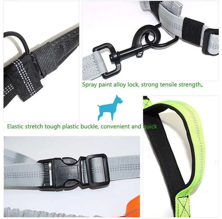 New Padded Polyster Hands Free Running Dog Leash With Adjustable Waist Belt Reflective Stitching For Walking Hiking | Дом и сад