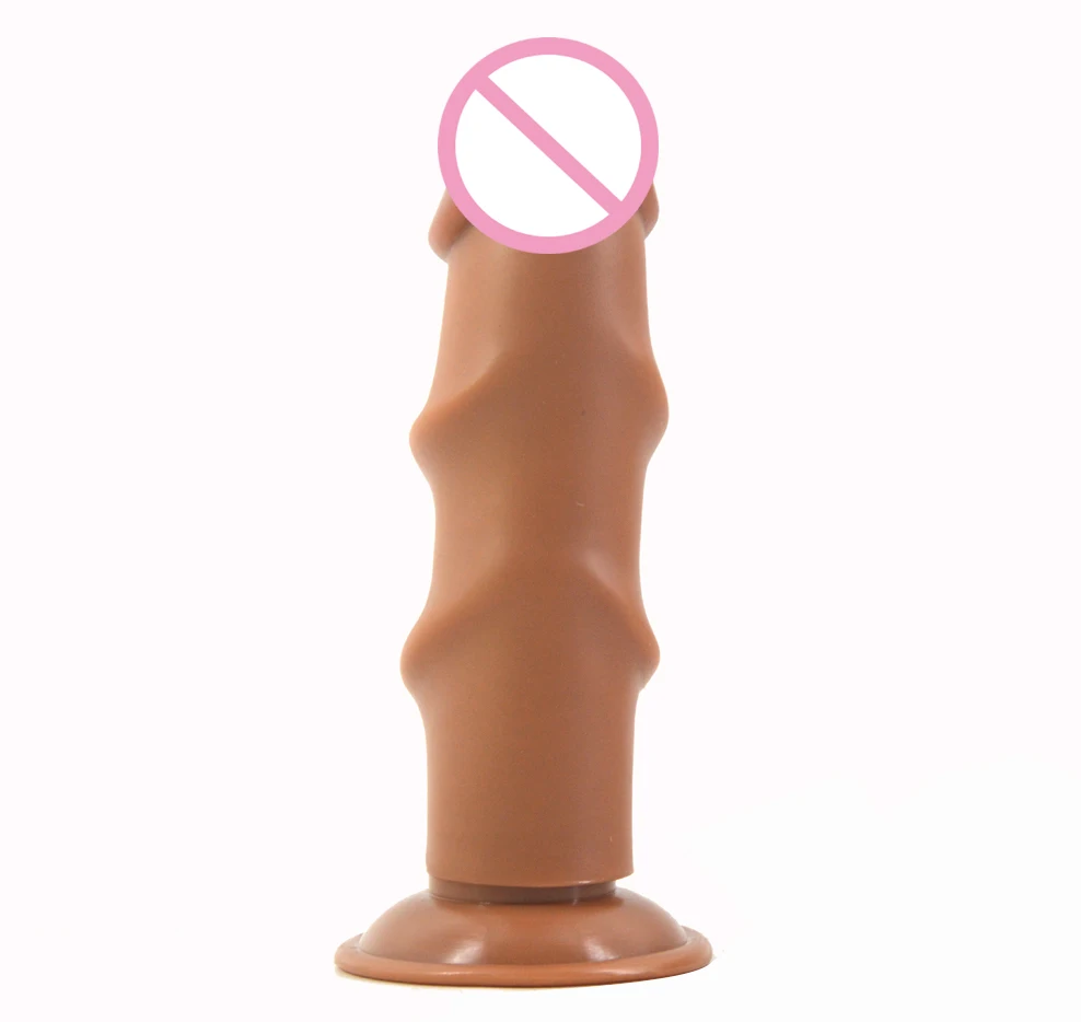 Реалистичный фаллоимитатор FAAK с присоской коричневый Пенис текстурой глубокой