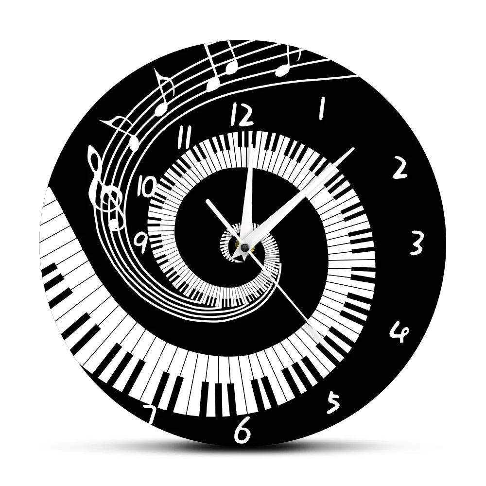 Элегантные черно белые пианино клавиши современные акриловые настенные часы