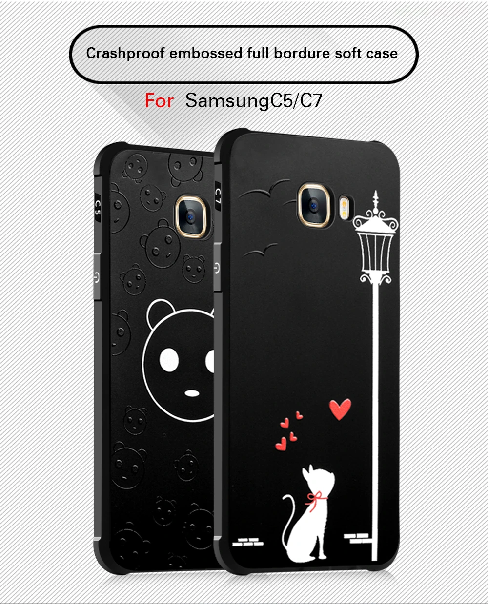 PENGWEISHENG Full Protective Ultra-thin TPU case 3D relief fashion protector for samsung C5 C7 |