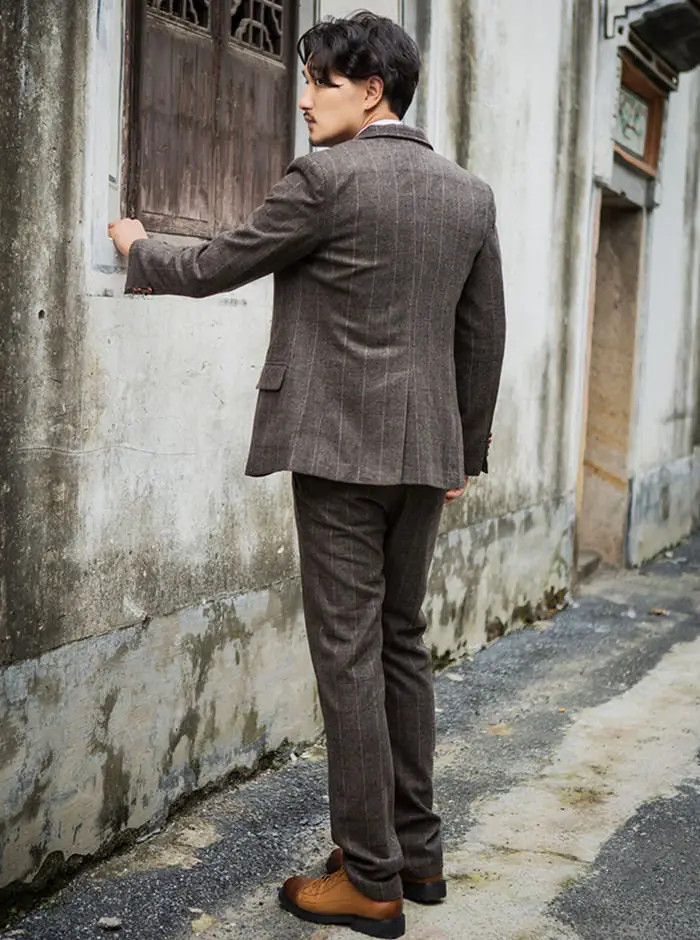 jacket pants Мужские приталенные костюмы на заказ, мужские пальто, одежда на заказ, Костюм Джентльмена из твида, мужской пиджак, брюки, жилет - Цвет: jacket pants