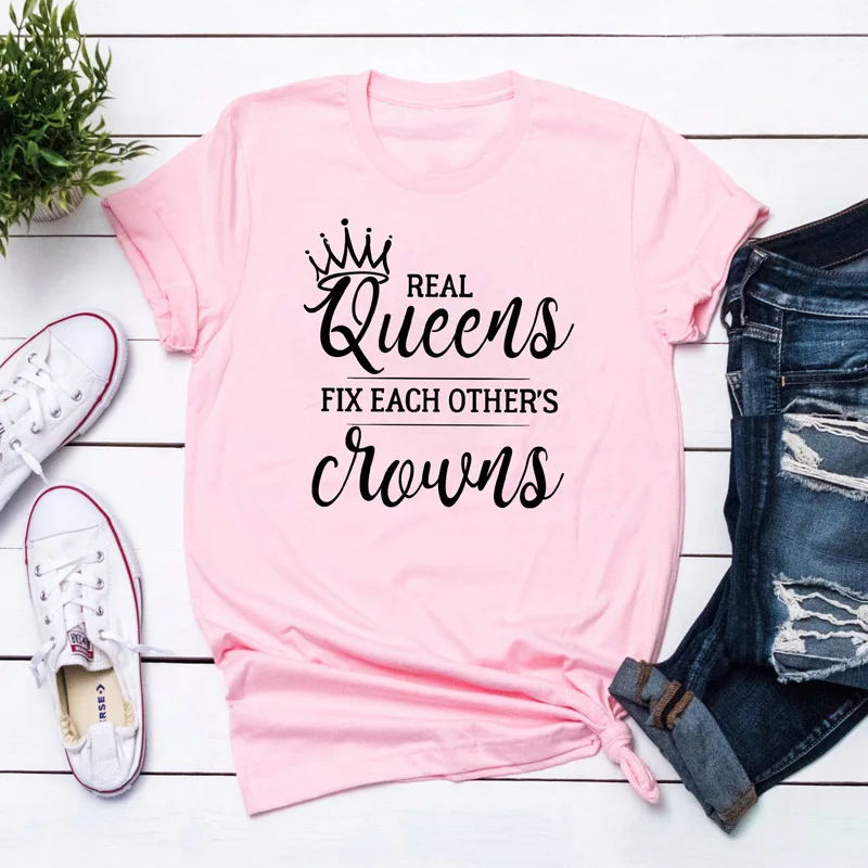 Real Queens Fix друг друга короны Футболка женская Эстетическая Tumblr хипстерская