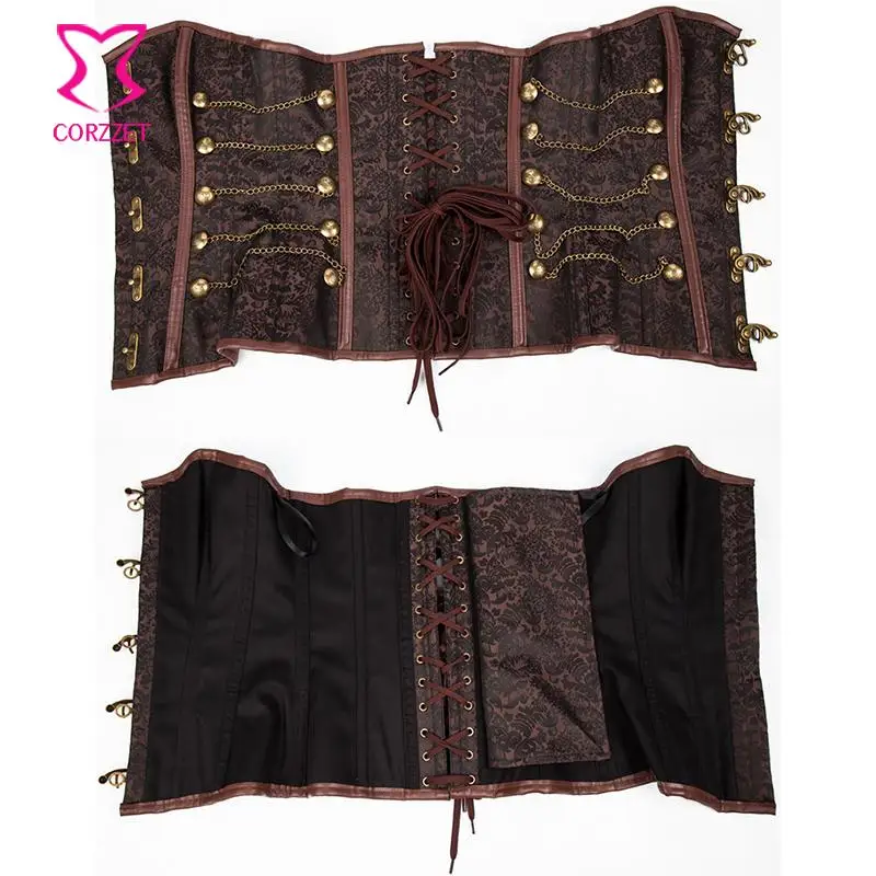 Женский костюм в стиле стимпанк Коричневый корсет со стальными костяшками