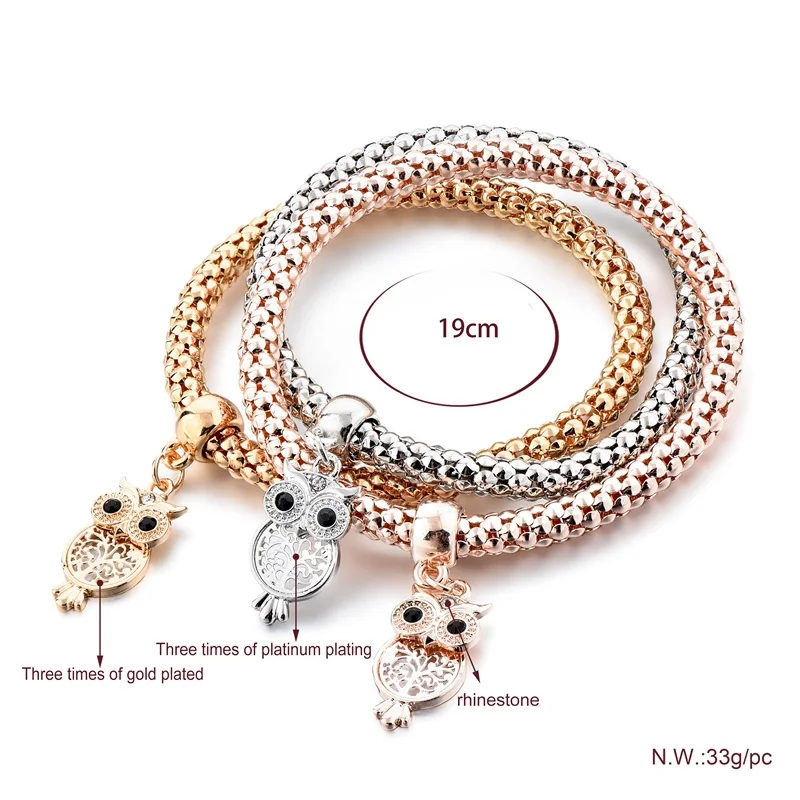 Женский браслет в виде совы TOUCHEART серебряный с животным принтом 3 шт./компл. модель