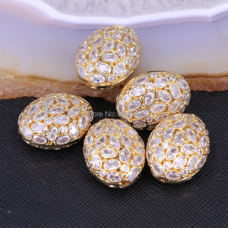 5 шт. zyz183-9817 Micro Pave CZ Овальный Форма Бусины для браслет Цепочки и ожерелья ювелирных изделий Spacer металлический разъем Бусины выводы