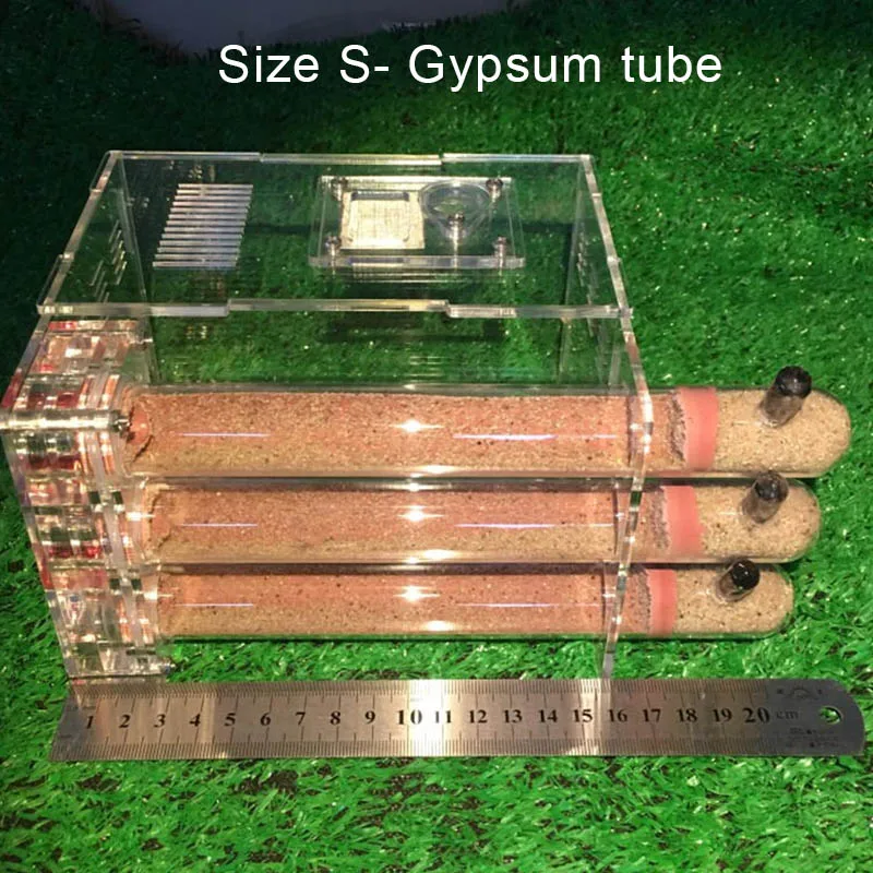Gypsum tube DIY акриловая бамбуковая трубка муравьиная ферма экологическое Муравьиное гнездо 3 трубки мастерская с области кормления муравей дом для домашнего муравейника 18*18*14 см - Цвет: Gypsum tube