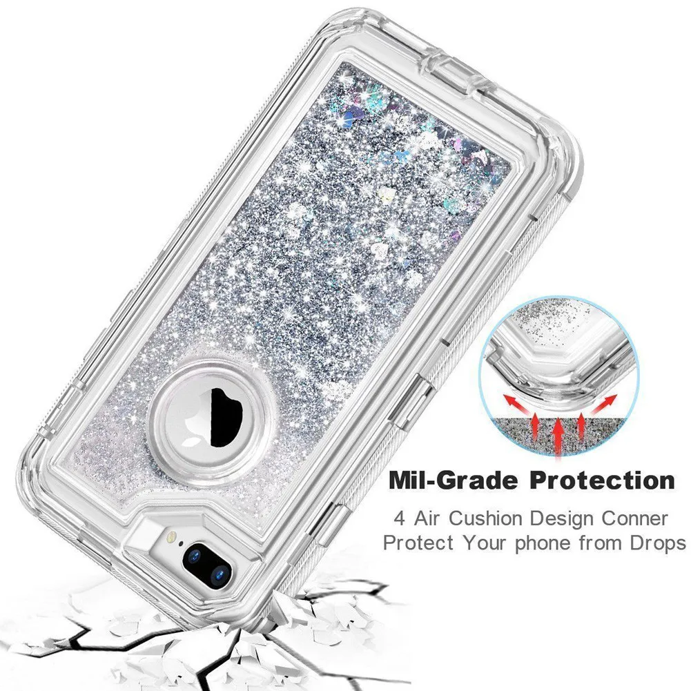 Гибридный 3D Блестящий Защитный чехол для iPhone 8 6 6S 7 Plus X XS Max 11 Pro Max XR Ten Dynamic Quicksand противоударный чехол для телефона s
