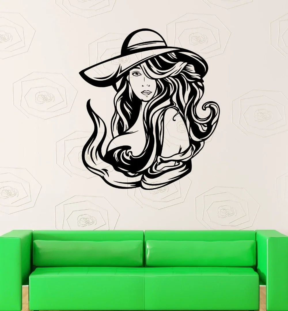 

Wall Decal Sexy Girl Hair Hat Hair Hot Beautiful Woman Vinyl Stickers