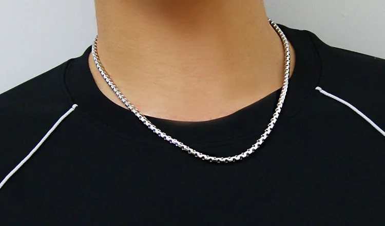 Распродажа! Мужские серебряное ожерелье/змея chain.4 mm51cm Твердые 925 серебряное ожерелье. модная мужская ожерелье с бусинами-кубиками кулон ювелирные изделия