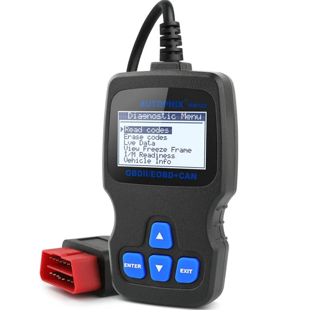 Autophix Om123 OBD2 автомобильный сканер многоязычный диагностический инструмент двигателя PK AD310 NL100 ELM327 CR3001 Универсальный считыватель кодов - Цвет: Черный