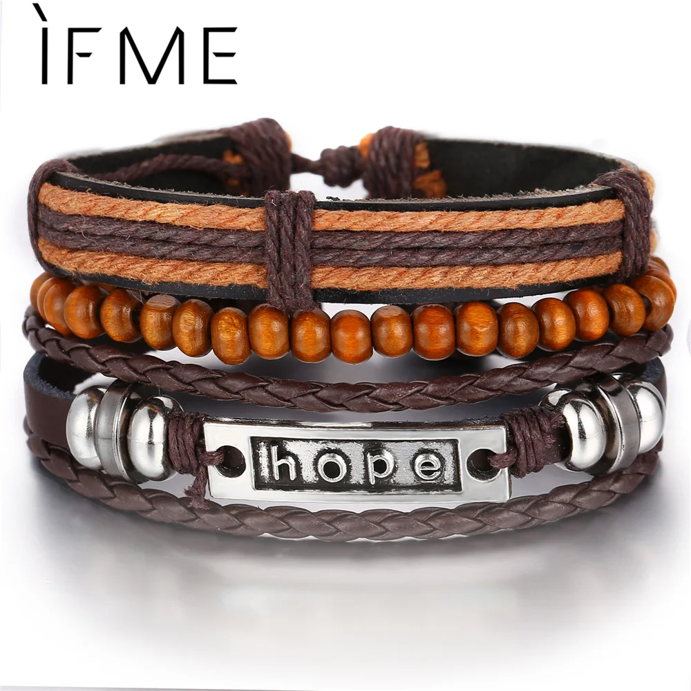 Женские и мужские кожаные браслеты с бусинами IF ME богемные плетеные турецкими