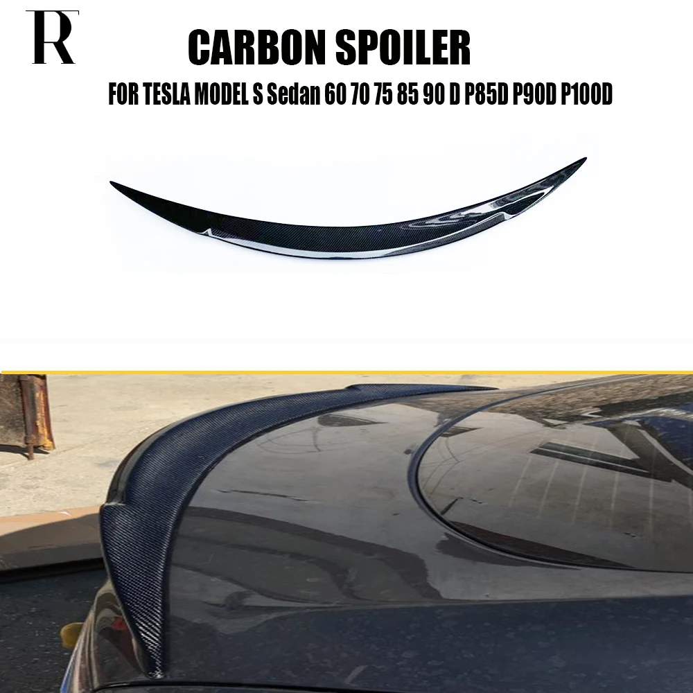 V-образный спойлер для задней части багажника из углеродного волокна Tesla Model S Sedan 60