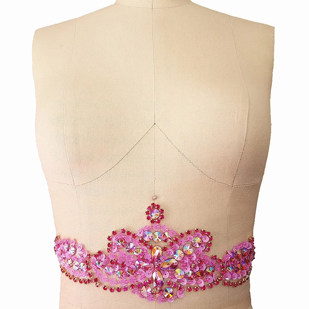 Уникальные Розовые Свадебные бусины 30x9 см стразы бриллиантовые отделочные