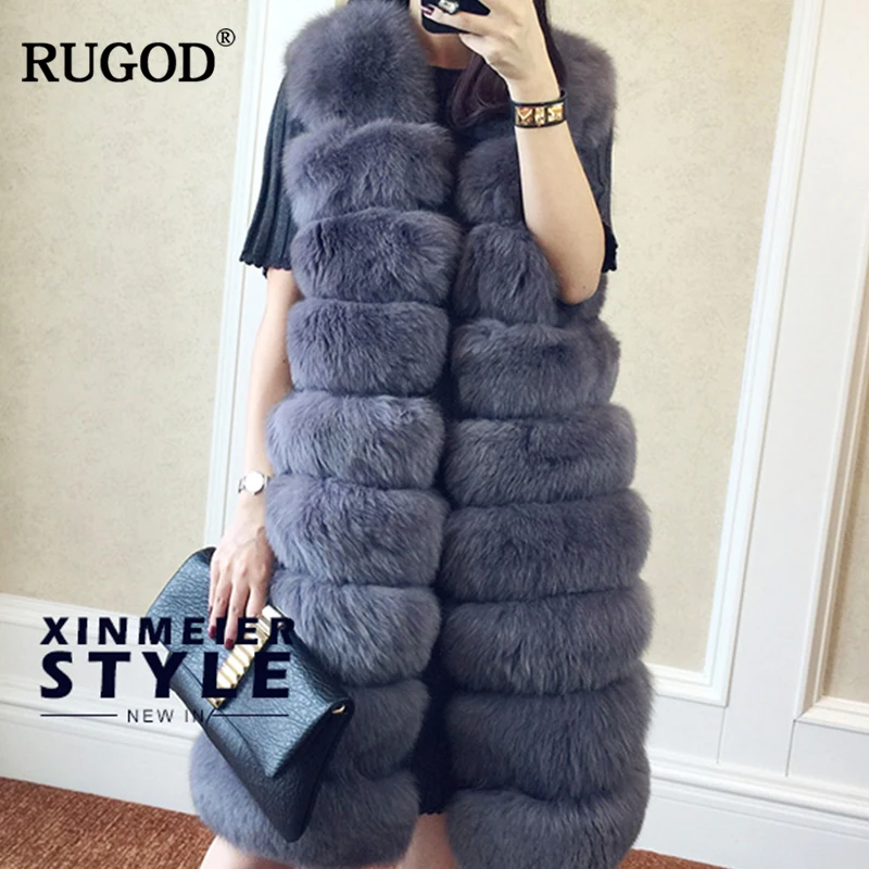 RUGOD 2018 зимнее женское плотное теплое меховое пальто без рукавов длинный