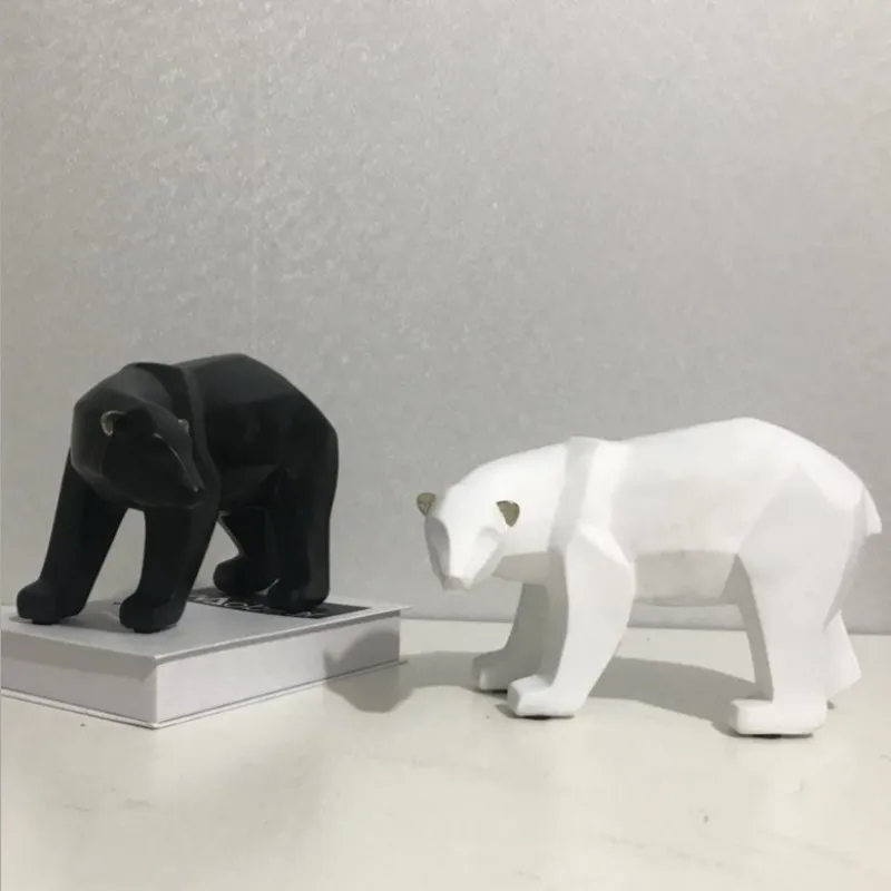 

Simple White Abstract Geometric Polar Bears Sculpture Ornaments Modern Home Decorations Gift Crafts Ornamentation Statue